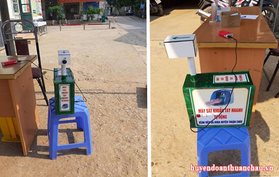 Đoàn viên Chi đoàn bệnh viện đa khoa huyện Thuận Châu chế tạo máy sát khuẩn phòng dịch Covid -19